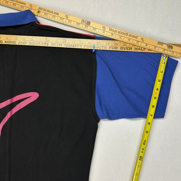 VTG Greg Norman Polo Mens L Shark Wrap Around Colorblock Shirt 90s Red Blue Blac - Picture 6 of 12